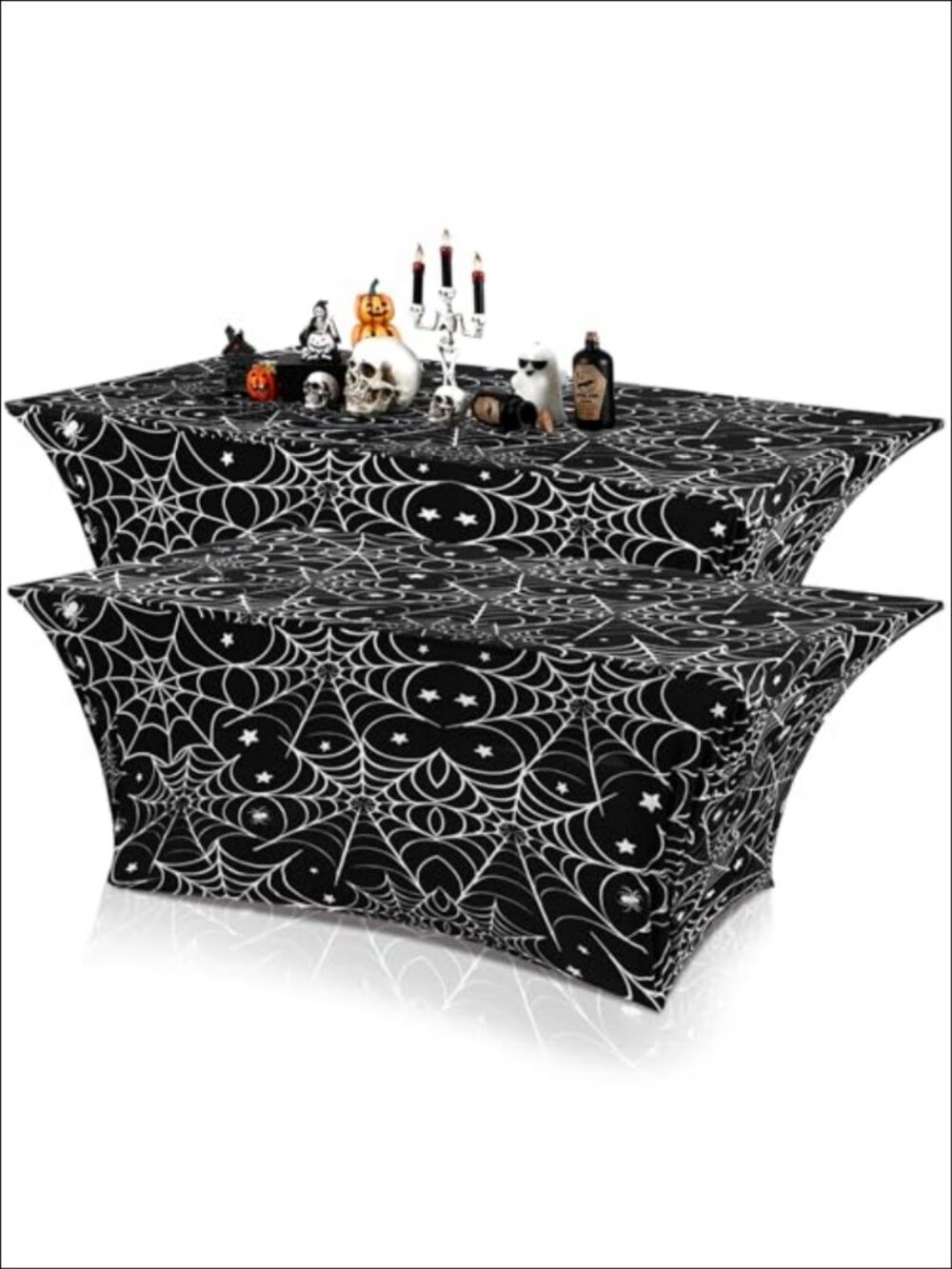 Halloween Stretch Spandex Tablecloth 2 Pc Spider Web 72x30